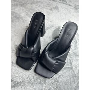 Open Edit Saydee Chunky Heeled Sandals Black Women's 7 Classic Date Night Office